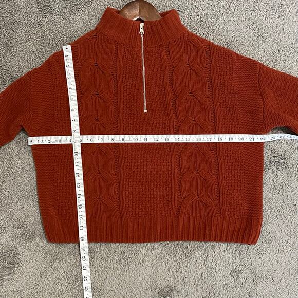 Hooked Up Sweater Womens Size M Half Zip Cable Knit Pumpkin Mock Neck NWOT* - Picture 5 of 9